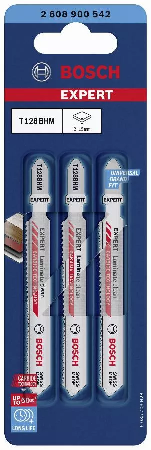 Lame De Scie Sauteuse T 128 BHM BOSCH 92 Mm Spécial Stratifié - Carte De 3 - 2608900542 1 Lame De Scie Sauteuse T 128 BHM BOSCH 92 Mm Spécial Stratifié - Carte De 3 - 2608900542