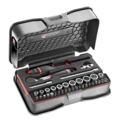 Coffret 37 Pièces Douilles 1/4" 6 Pans Métriques + Embouts + Plateau Mousse FACOM - R.161-6M6PB