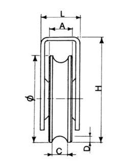 Roue à Gorge Ronde AVL Ø80 Mm Support Extérieur - Charge 300 Kg - 922080A