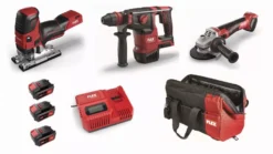 Lot 18V FLEX - Scie Sauteuse + Perforateur + Meuleuse - 3 Batteries + Chargeur + Accessoires