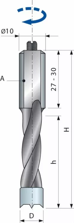 Mèche Pour Perçages Multiples à Trous Non Débouchants FREUD - Ø5 H27/57,5 Q10x27 Z2 - F03FA02103 -PF06MD AA3
