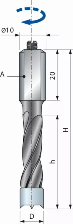 Mèche Pour Perçages Multiples à Trous Non Débouchants FREUD - Ø4 H27/57,5 Q10x20 Z2 - F03FA02202 -PF07MD ZA3