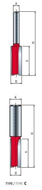 Mèche Droite à Deux Tranchants FREUD - Ø24 H20/52 Q8 Z2 - F03FR01499 -04-15808P