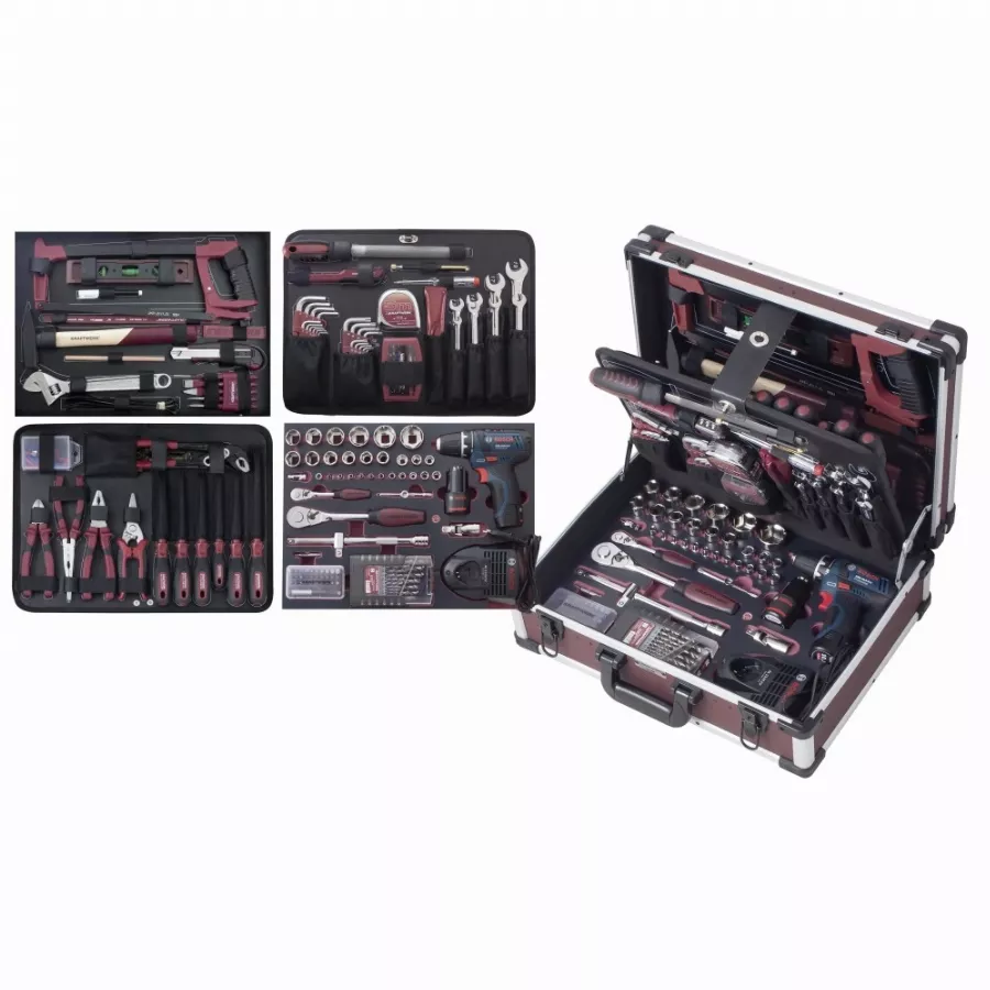 Coffret D'outils Pro-Line KRAFTWERK 264 Pièces + Perceuse Visseuse BOSCH 1/4" 1/2" - 3949 4 Coffret D'outils Pro-Line KRAFTWERK 264 Pièces + Perceuse Visseuse BOSCH 1/4" 1/2" - 3949 – Image 4