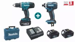 Lot 2 Machines MAKITA 18V 3 Batteries 3Ah + Chargeur + Perceuse Visseuse DDF453 + Visseuse à Choc DTD152 - LMK1