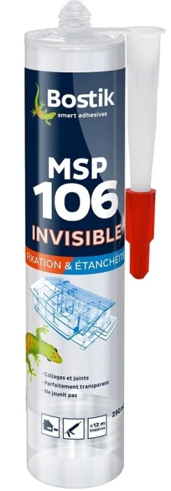 Mastic BOSTIK MS106 Invisible - Cartouche De 290 Ml - Lot De 12 - 30601522