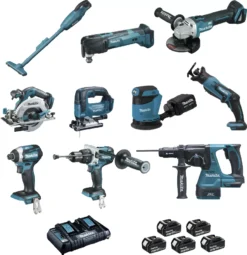 Ensemble De 10 Machines BL1850 (DCL180 + DHP481 + DTD154 + DGA506 + DHS680 + DHR243 + DTM51 + DJR18 MAKITA - DLX1011PTJ