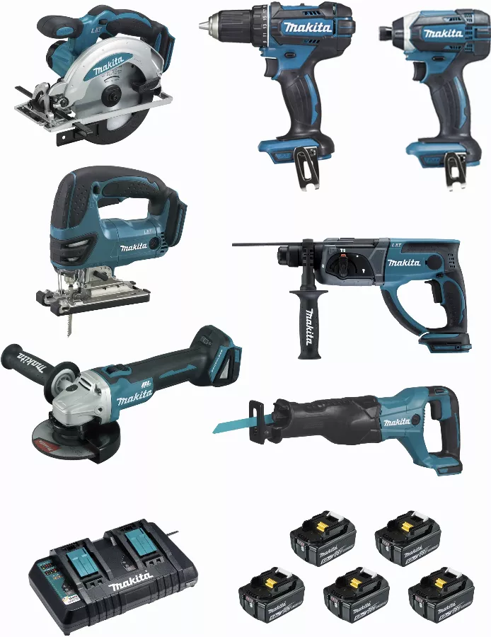 Ensemble De 7 Machines MAKITA Perceuse DDF482 + Visseuse DTD152 + Meuleuse DGA504 + Scie DSS610 + Perfo DHR202 + Scie DJR186 + Scie DJV180 - DLX7013PT1 1 Ensemble De 7 Machines MAKITA Perceuse DDF482 + Visseuse DTD152 + Meuleuse DGA504 + Scie DSS610 + Perfo DHR202 + Scie DJR186 + Scie DJV180 - DLX7013PT1
