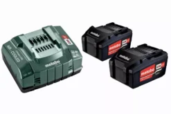 Pack énergie 18V METABO - Pack 2 Batteries 18 Volts + Chargeur Rapide 2 X 5,2 Ah Li-Power, ASC 145, Coffret - 685051000