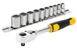 Cliquet 72 Dents 1/4" + 10 Douilles STANLEY - 11 Pièces - STMT82666-0