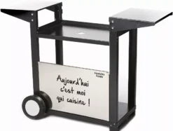 Chariot Pour Plancha 2 Feux - Acier Epoxy - Façade Découpée - CHA008