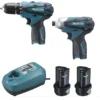 LOT MAKITA 10.8V 1.3Ah Li-Ion : Perceuse Visseuse DF330D + Visseuse à Choc TD090D En Coffret MAK-PAC - LCT204J