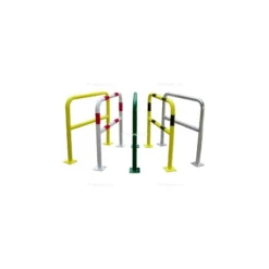 Barrière De Protection Noire Et Jaune Avec Platine 150 X 150 Mm VISO - Acier Galva - 2000 X 1000 M - Ø60 Mm - BAR620NJ