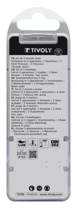 Jeu De 3 Tarauds Main Standard HSS- TIVOLY - M - DIN 352 - (Blister) / Ø: 3 X 0.5 - 1050052030050 -Toit Outils Pro a788732c0f6d6701f0980edfceed