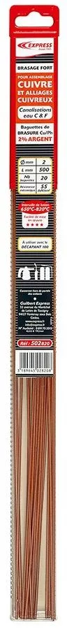 GUILBERT EXPRESS Brasure Cuivre PH 2% Argent GUILBERT - Paquet De 20 Baguettes - 502820
