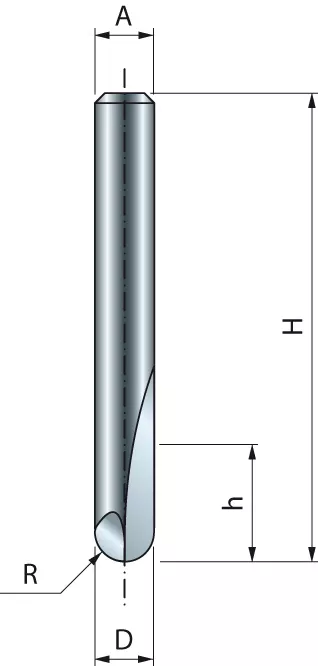 Mèche à Bout Arrondi FREUD - Ø3,2 H9,5/50,5 Q8 Z2 - F03FR01582 -18-10008P