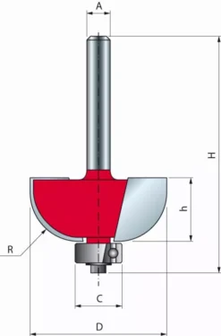 Mèche Pour Arrondi Concave FREUD - Ø22,2 H12,7/54,2 Q8 Z2 - F03FR01698 -30-10208P