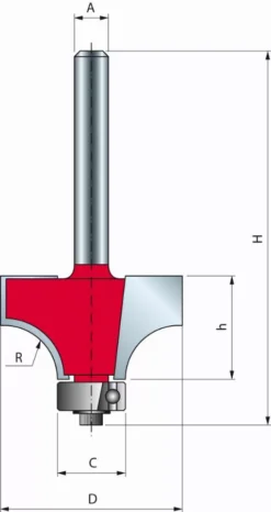 Mèche Pour Arrondi Convexe FREUD - Ø22,2 H12,7/54,9 Q8 Z2 - F03FR01772 -34-10808P