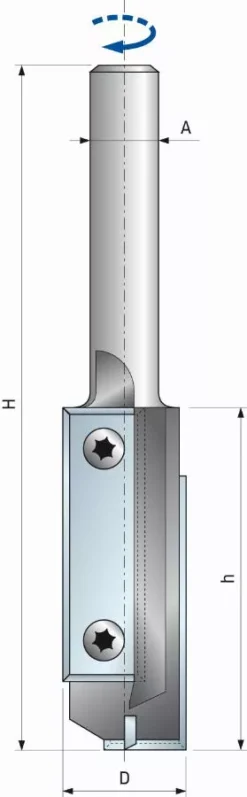 Fraise Droite à Plaquettes Réversibles Interchangeables FREUD - Ø16 H50/105 Q12 Z2+1 - F03FA13927 -TG62MD AD3