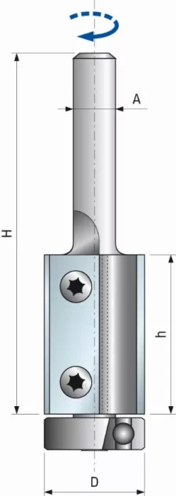 Fraise Droite à Plaquettes Interchangeables à Roulement FREUD - Ø19 H30/90 Q12 Z2 - F03FA13926 -TG74MD CF3