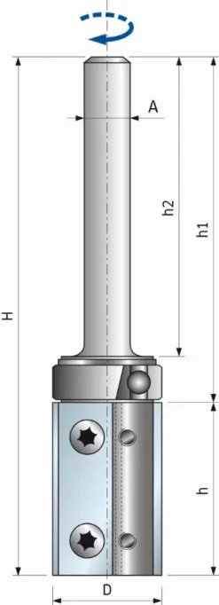 Fraise Droite à Plaquettes Interchangeables à Roulement FREUD - Ø19 H30/90 Q8 Z2 - F03FA13919 -TG76MD CD3